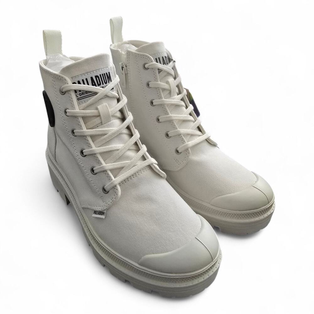 Palladium Pallabase Twill Boots Women's 7.5M Star White NIB Lace Up Platform